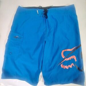 Fox Racing‎ Boardshorts Men's 34 Blue Logo Pocket Beach Swim Trunks